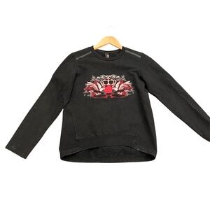 Black Boho Indy Vibes Sweatshirt with Red Embroidery